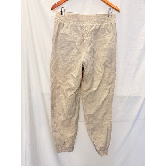 Peruvian Connectio Virgin Wool Flannel Joggers Cream Medium Fall Cozy Lounge - Picture 5 of 7